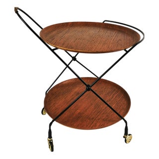 Minimalist Teak Bar Cart by Paul Nagel for Jie Gantofta, Sweden, 1960s For Sale