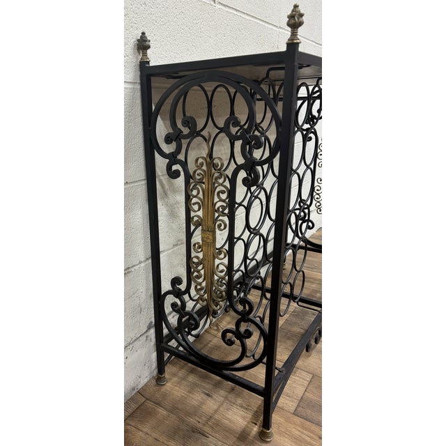 Vintage Hollywood Regency Style Iron and Brass Bar and Wine Rack For Sale - Image 9 of 10