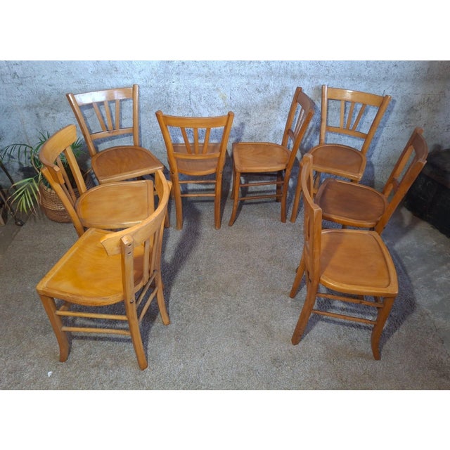 Bistro Chairs in Beech from Luterma, 1950s, Set of 8 For Sale - Image 4 of 16