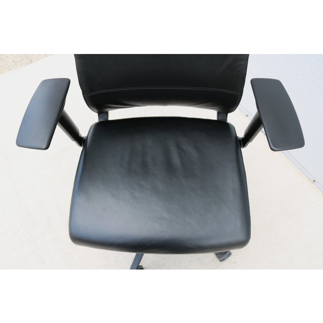Steelcase Think Ergonomic Executive Desk Chair in Black Leather, Fully Adjustable For Sale - Image 15 of 18
