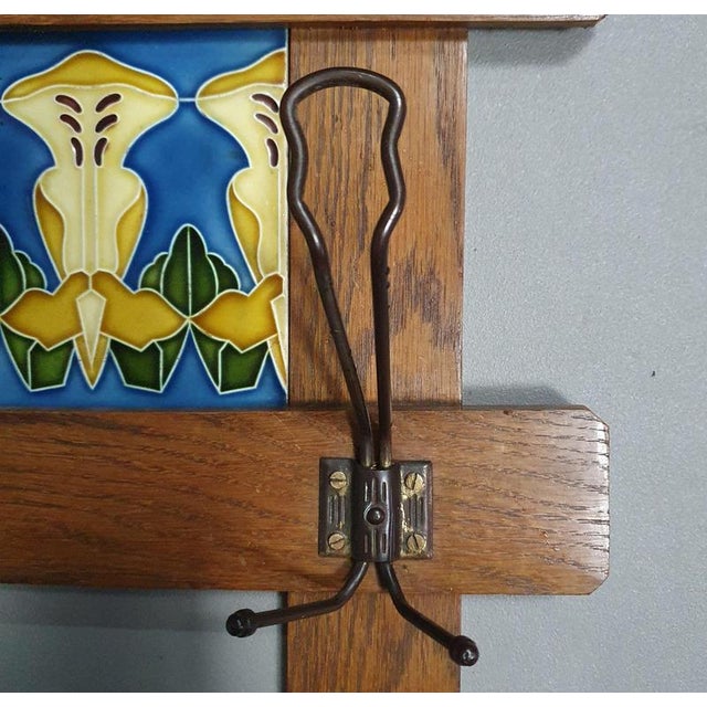Art Nouveau Wall Coat Rack with Tiles For Sale - Image 6 of 18