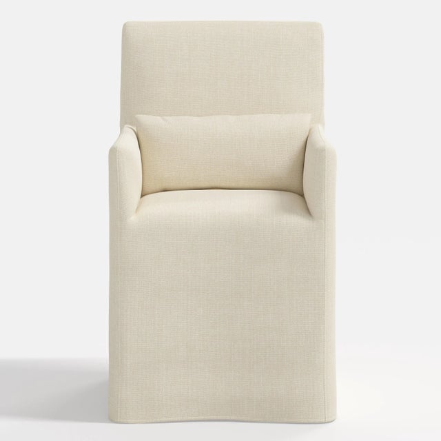 Cloth & Company Stoffer Home x Cloth & Company Lindy Slipcover Dining Arm Chair in Relaxed Linen Cream For Sale - Image 4 of 7