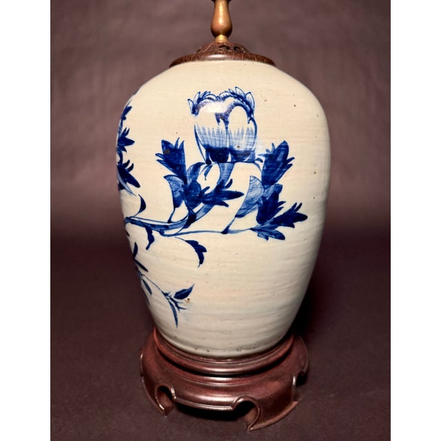 Late 19th Century 19th Century Chinese Celadon, Blue and White Porcelain Lamp For Sale - Image 5 of 8