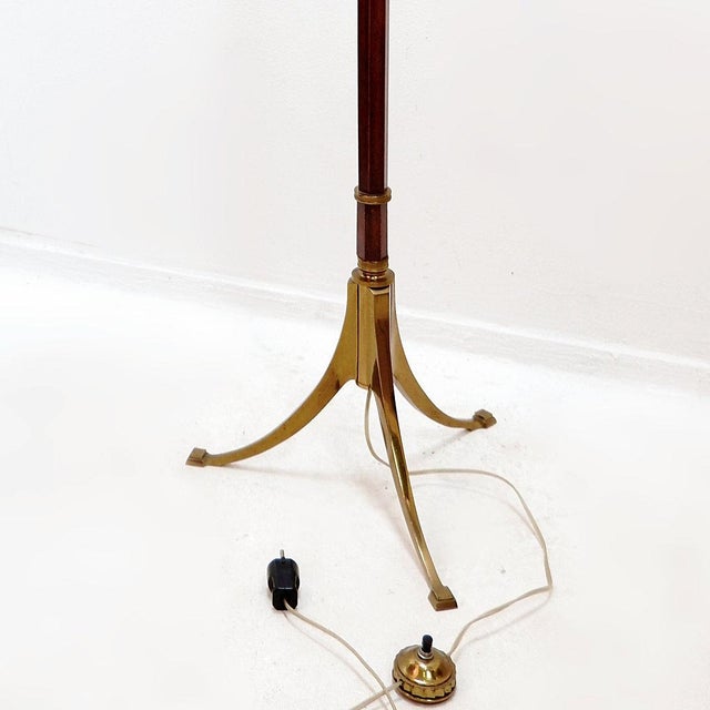 Vintage Brass and Wood Reading Floor Lamp For Sale - Image 14 of 16