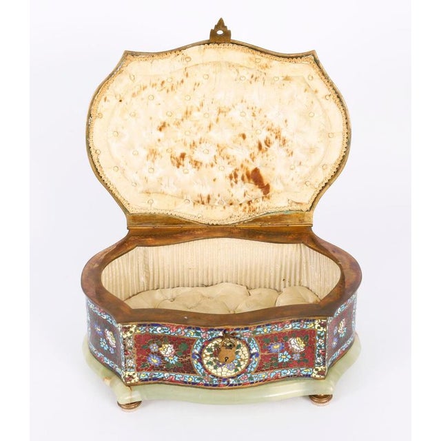 Antique French Porcelain-Mounted Champlevé and Onyx Casket, 19th Century For Sale - Image 12 of 18
