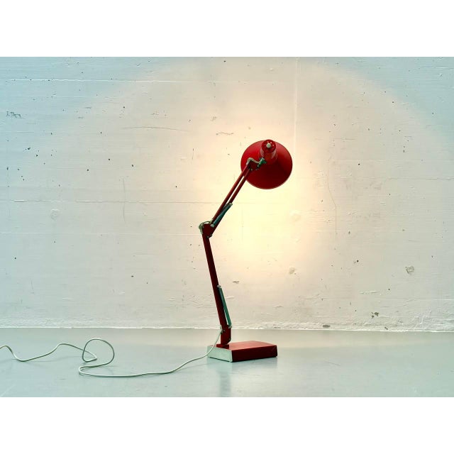 1970s Mid-Century Articulated Desk Lamp in Red, 1970s For Sale - Image 5 of 17