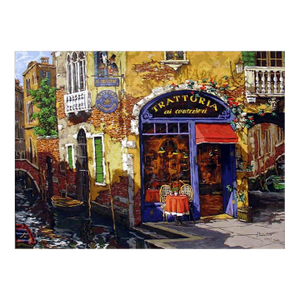 Viktor Shvaiko"Trattoria on the Water" Venice Suite H.Signed Stretched Canvas