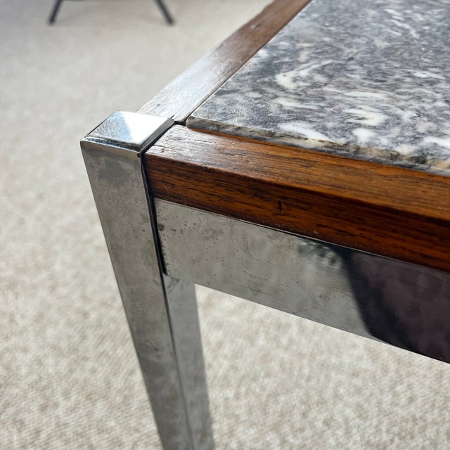 Mid-Century Modern Coffee Table in Metal, Walnut and Arabescato Marble, Italy, 1970 For Sale - Image 11 of 18
