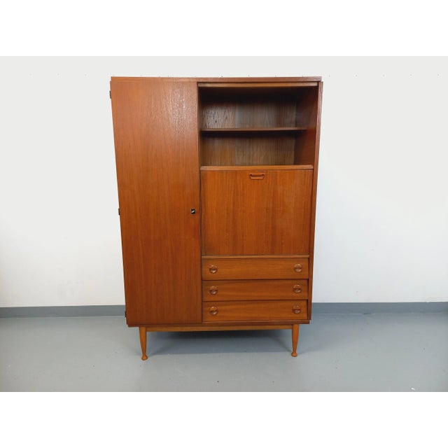 Vintage Scandinavian Style Teak Secretaire Cabinet, 1960s For Sale - Image 3 of 17