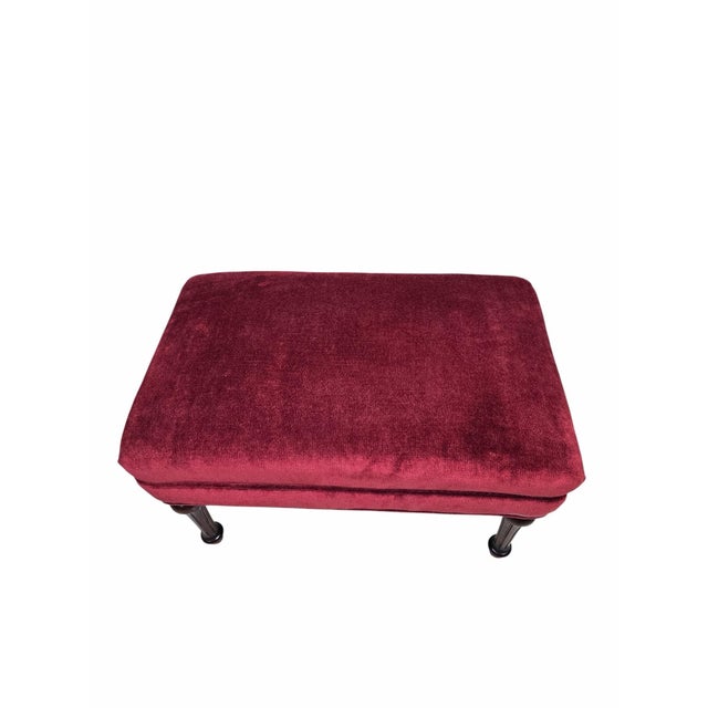Late 19th Century French Napoleon III Button-Tufted Lounge Chair & Ottoman in Original Red Velvet For Sale - Image 10 of 12