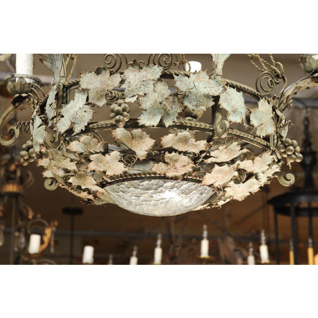 Early 20th Cent. French Two-Tier Chandelier With Vine and Tendril Motif For Sale - Image 11 of 16