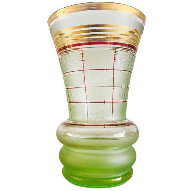 Art Deco Booms Green Glass Vase from Rupel, 1930s For Sale - Image 9 of 9