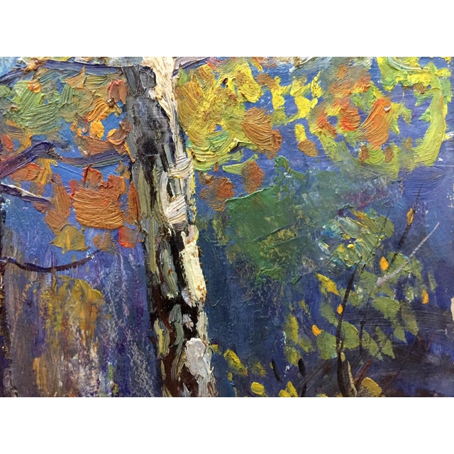 1970s Oil Painting Forest Landscape Gantman Moisey Faibovich For Sale - Image 6 of 11