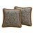 Pair of Ethan Allen Luxury Gray & Ivory Damask Upholstery Weight Decorative Pillows With Fringe For Sale