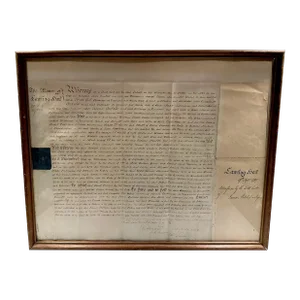 18th Century Framed English Indenture Document, 1709