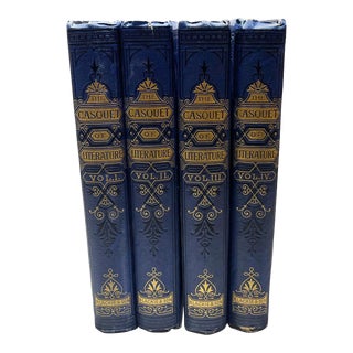 Set of 4 Antique The Casquet of Literature Book with Gilt Embossed Covers For Sale