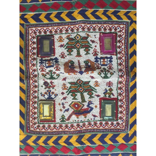 Tribal Vintage Beaded Indian Peacock Tribal Wall Hanging For Sale - Image 3 of 7