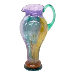 1980s Kosta Boda Can Can Collection Hand Blown Art Glass Pitcher Designed by Kjell Engman - Signed For Sale