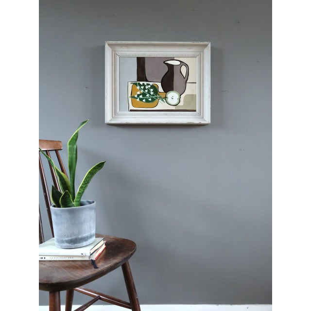 Mid-Century Modern Contemporary 'Lily of the Valley & Jug' Original Still Life Oil Painting, Framed For Sale - Image 3 of 11