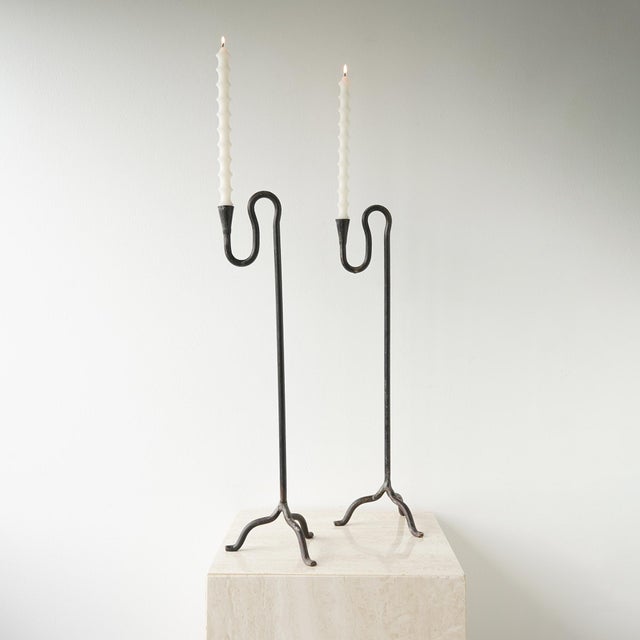 Sculptural Mid 20th Century Wrought Iron Forged Candle Holders For Sale - Image 15 of 16