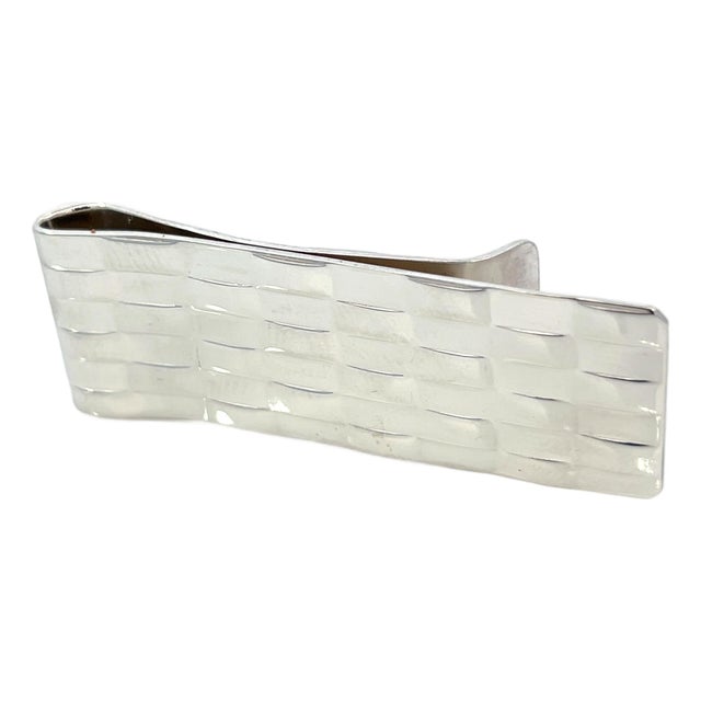1990s Tiffany & Co Estate Weave Money Clip Sterling Silver 16.6 Grams For Sale