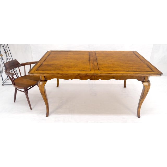 Wood Chestnut and Cherry Country French Cabriole Leg 2x18" Leaves Dining Table MINT For Sale - Image 7 of 12