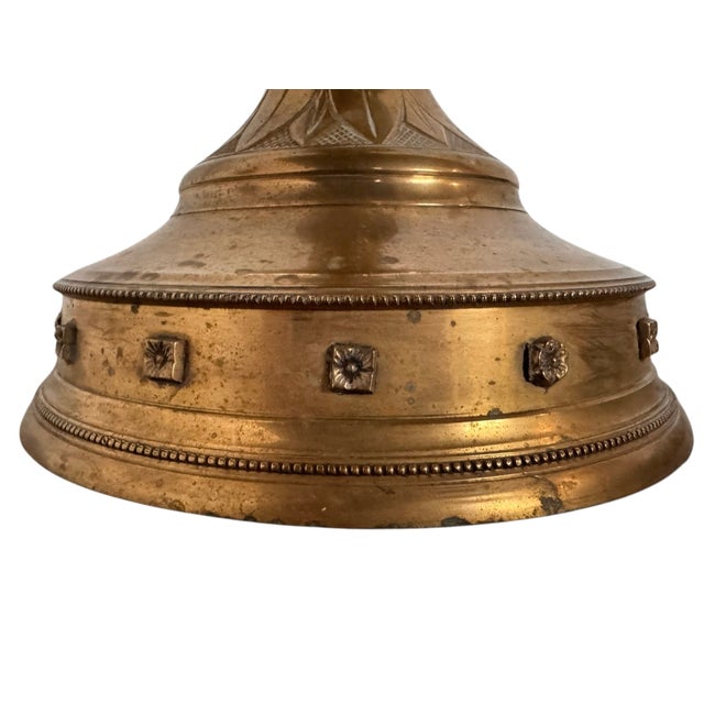 Brass Monumental Gothic Revival Brass Floor Candlestick, Circa 1900 For Sale - Image 8 of 12