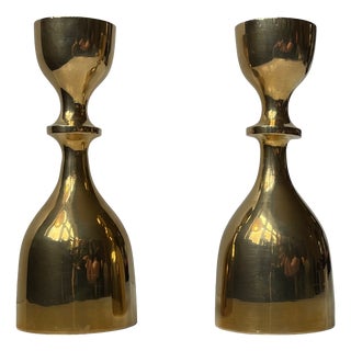 Swedish Modern Candleholders in Brass, 1960s, Set of 2 For Sale