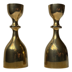 Swedish Modern Candleholders in Brass, 1960s, Set of 2