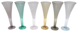 Vintage Colored Hand-Blown Murano Glass Flutes, Italy, 1950s, Set of 6