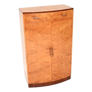 Art Deco Satin Birch and Walnut Compactum Wardrobe, 1930s For Sale
