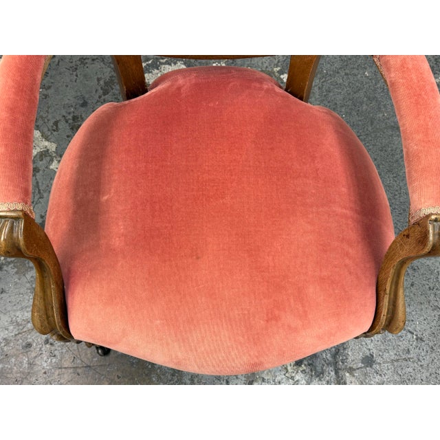 Pink Victorian Rococo Revival Armchair, Early 20th Century For Sale - Image 8 of 12