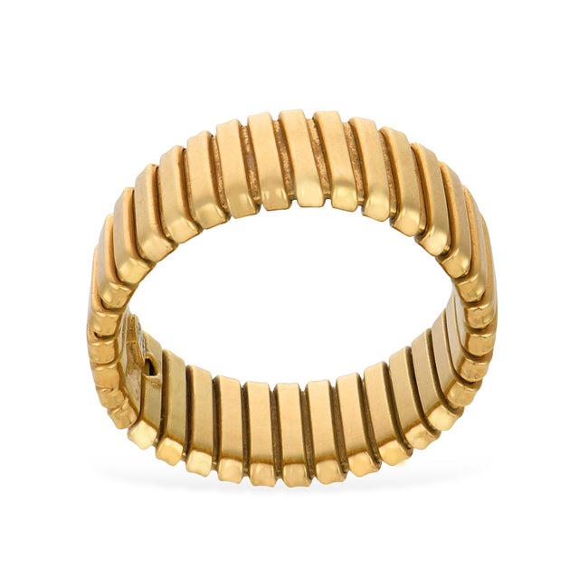Vintage 18k Yellow Gold Tubogas Style Band, Size 7 For Sale In Los Angeles - Image 6 of 6
