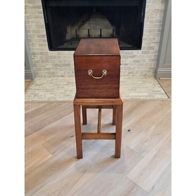 19th Century English Victorian Era Mahogany Apothecary Travel Chest Box on Stand With Glass Jars For Sale - Image 14 of 18