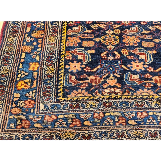 Antique Persian Senneh Area Rug, Hand-Knotted Wool, Allover Herati Pattern, Navy & Red, 4x6 For Sale - Image 17 of 18