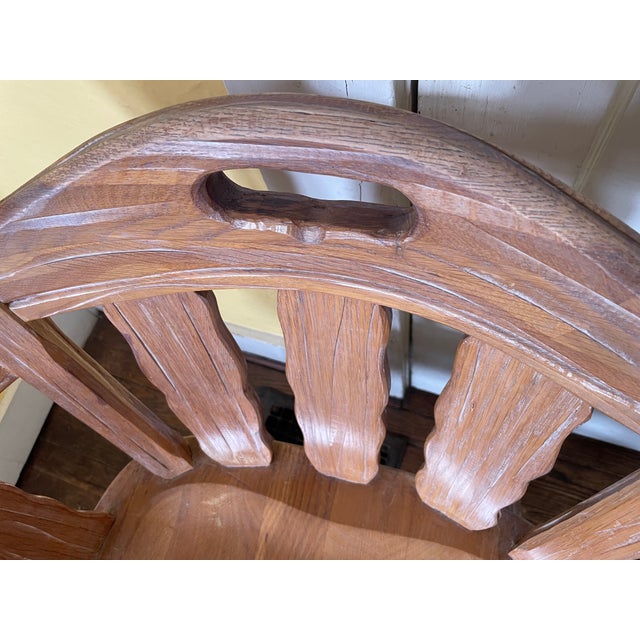 Tan Vintage 1963 Attributed to A. Brandt Ranch Oak Rustic Blonde Captains Chair For Sale - Image 8 of 12