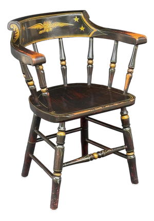 American Ebonized Captain's Chair With Federal Style Eagle and Stars
