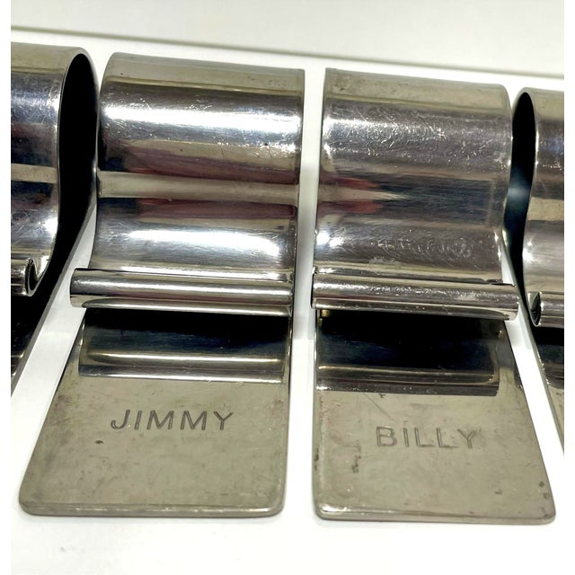 Traditional Vintage Engraved Silver Napkin Clip Holders - Set of Six For Sale - Image 3 of 5
