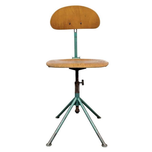Industrial Dark Green Workshop Chair, 1950s For Sale - Image 16 of 16