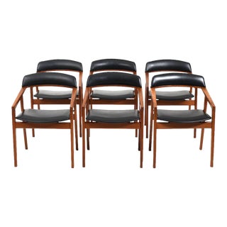 Mid 20th Century Danish Teak Boomerang Armchairs 1960s- Set of 6 For Sale