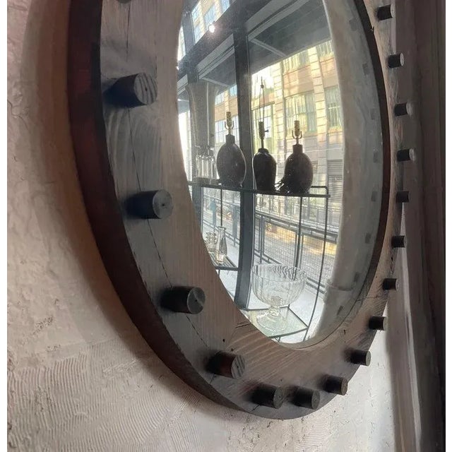 1940s Large Custom Industrial Foundry Mold Convex Mirror For Sale In New York - Image 6 of 12