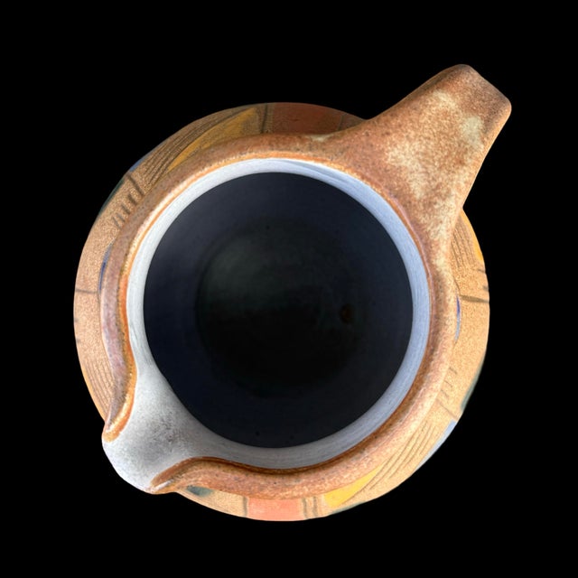 Vintage Mid-Century Modern West German Fat Lava Jug Pitcher Hand-Painted Krösselbach Keramik For Sale In San Diego - Image 6 of 7