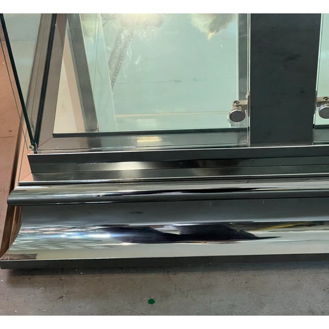 Silver Post Modern Custom Made Curio Lighted Storage Cupboard For Sale - Image 8 of 12