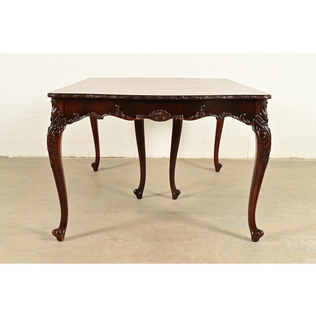Romweber French Provincial Louis XV Mahogany Extension Dining Table, Newly Refinished For Sale - Image 12 of 13