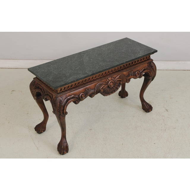 Traditional Georgian Style Mahogany Marble Top Console Table For Sale - Image 3 of 15