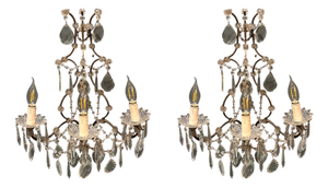 Vintage Crystal Wall Sconces, Italy, 1960s, Set of 2