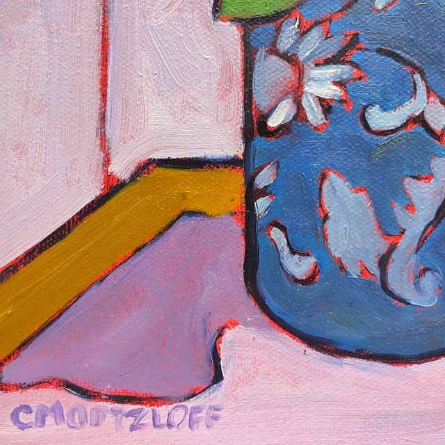 Textile "Summer" Contemporary Original Fauvist Still Life Oil Painting by Catherine J. Martzloff For Sale - Image 7 of 7