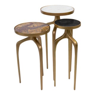 Regina Andrew Mixer Aluminum Tables, Brass - Set of 3 For Sale