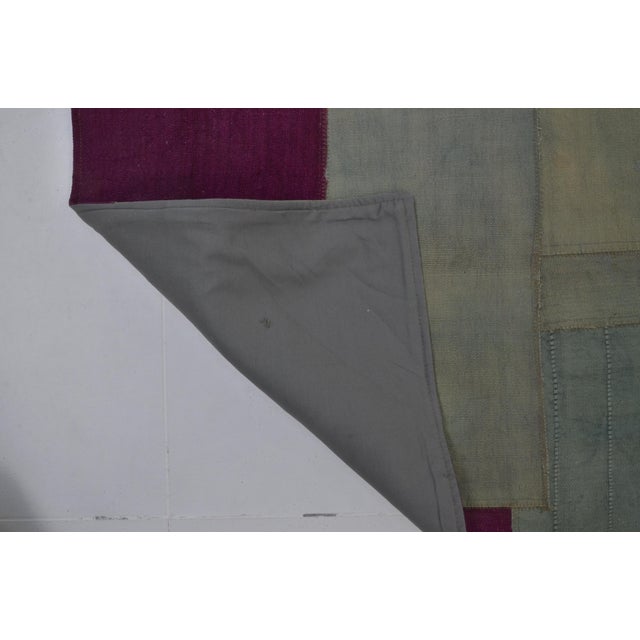 Vintage Khaki Colour Vintage Kilim Runner For Sale - Image 9 of 10