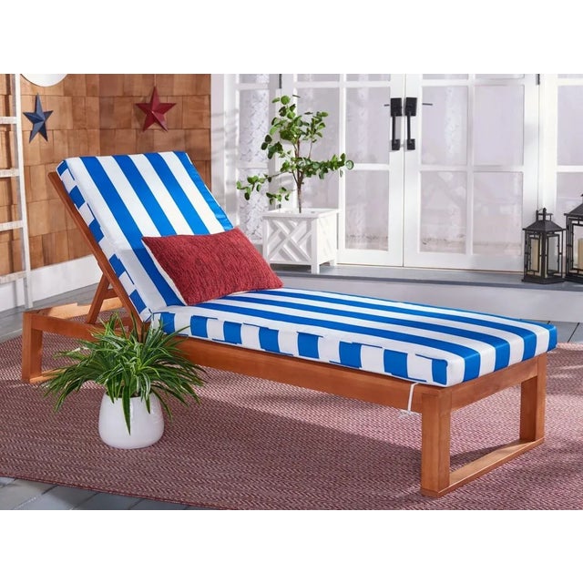 2020s Solano Sunlounger - Natural/Royal Blue Striped For Sale - Image 5 of 12